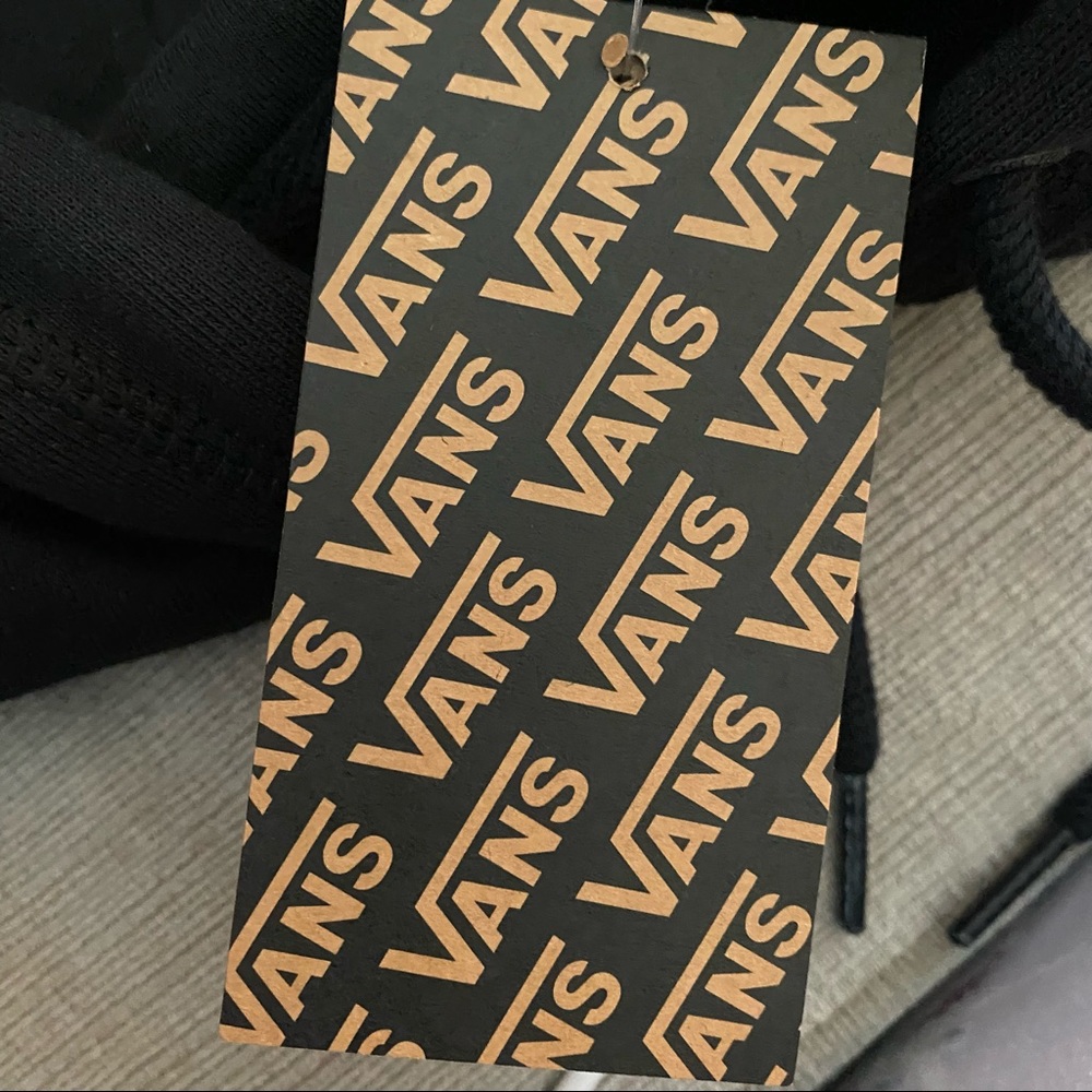 Vans Black Standard Versa Sweatshirt Hoodie With Checker Detail On 1 sleeve Sz M - Picture 7 of 8